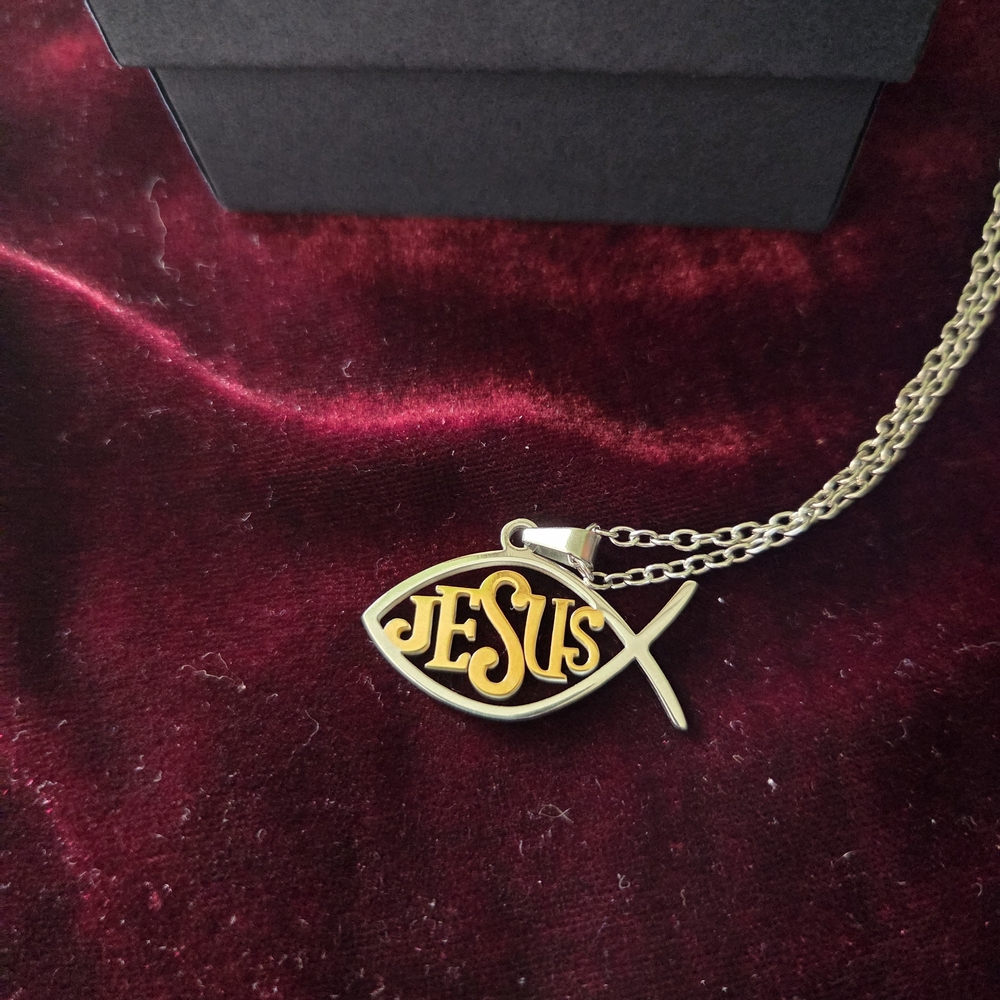 Gold plated stainless Ichthys Necklace